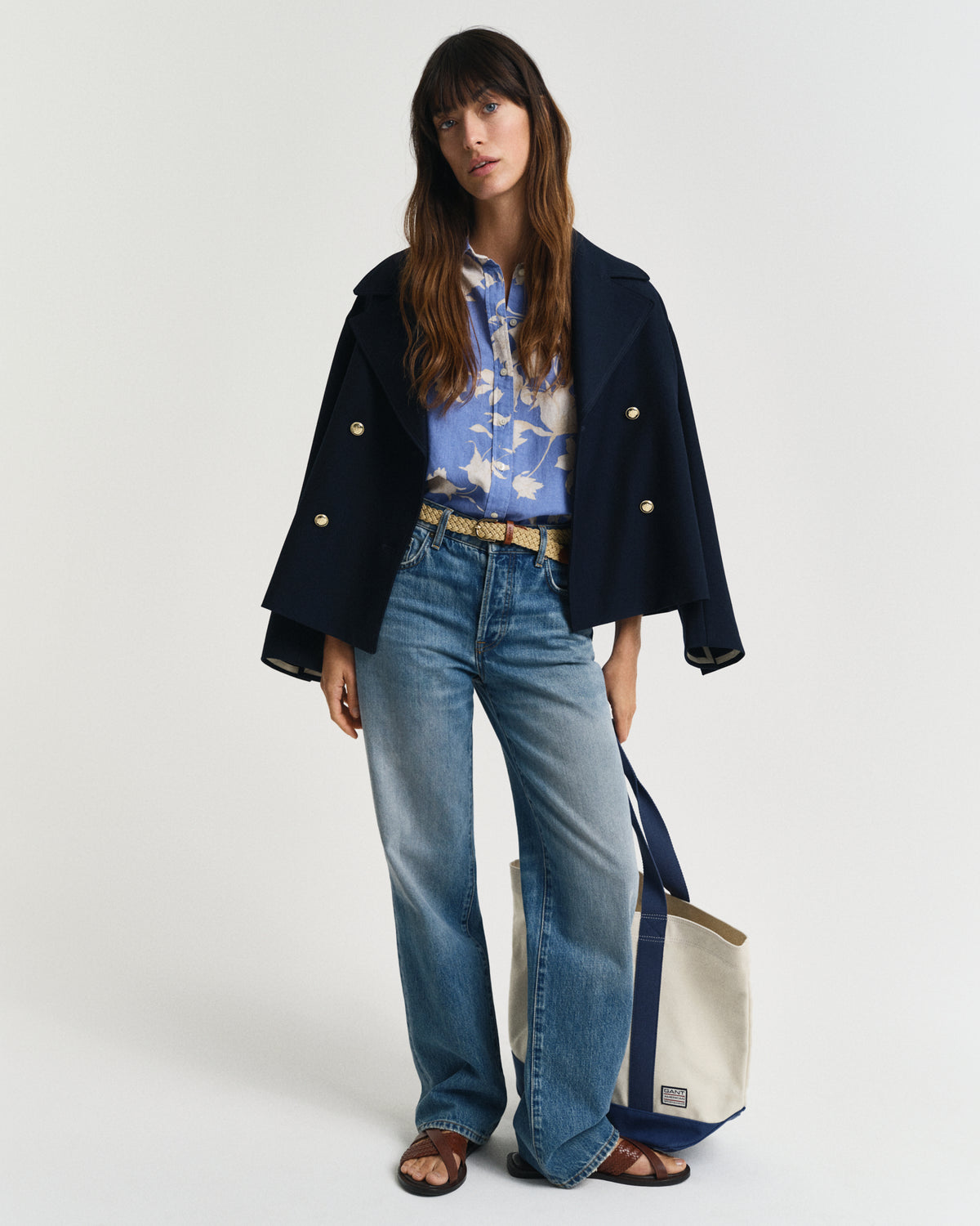 PERFECT BLUE, REG FLORAL PRINT LINEN SHIRT BY GANT AU.