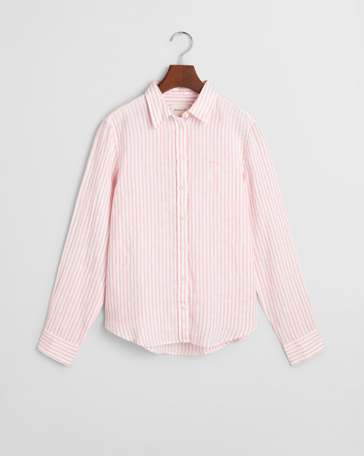 GERANIUM PINK, REG LINEN STRIPED SHIRT, FLAT-LAY BY GANT AU.
