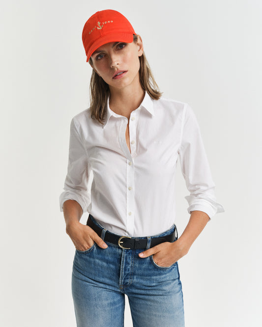 WHITE, SLIM POPLIN SOLID SHIRT, FRONT-VIEW BY GANT AU.