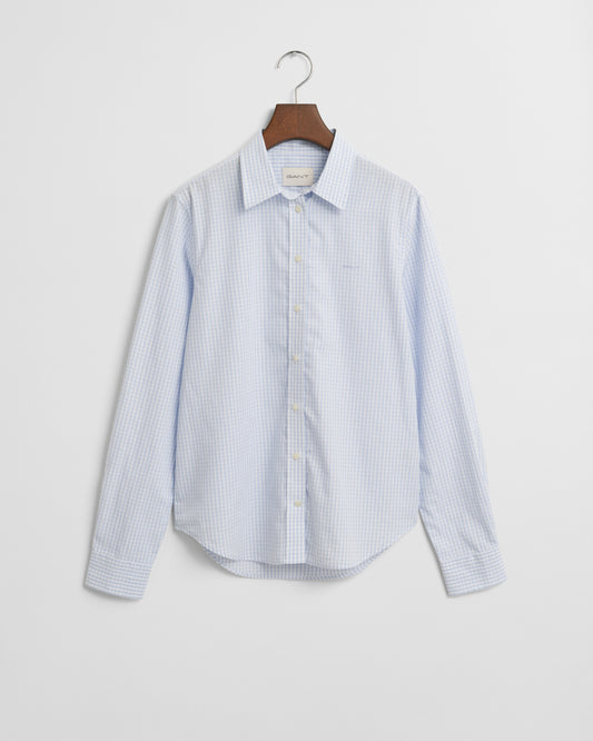 LIGHT BLUE, REG POPLIN GINGHAM SHIRT BY GANT AU.