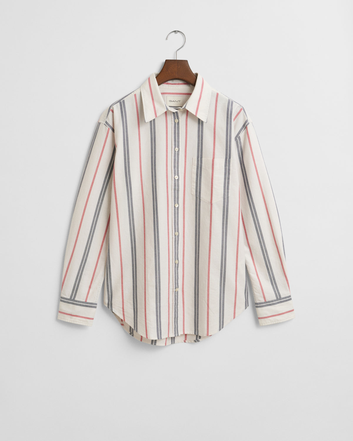 EGGSHELL, REL ARCHIVE OXFORD STRIPED SHIRT, FLAT-LAY BY GANT AU.