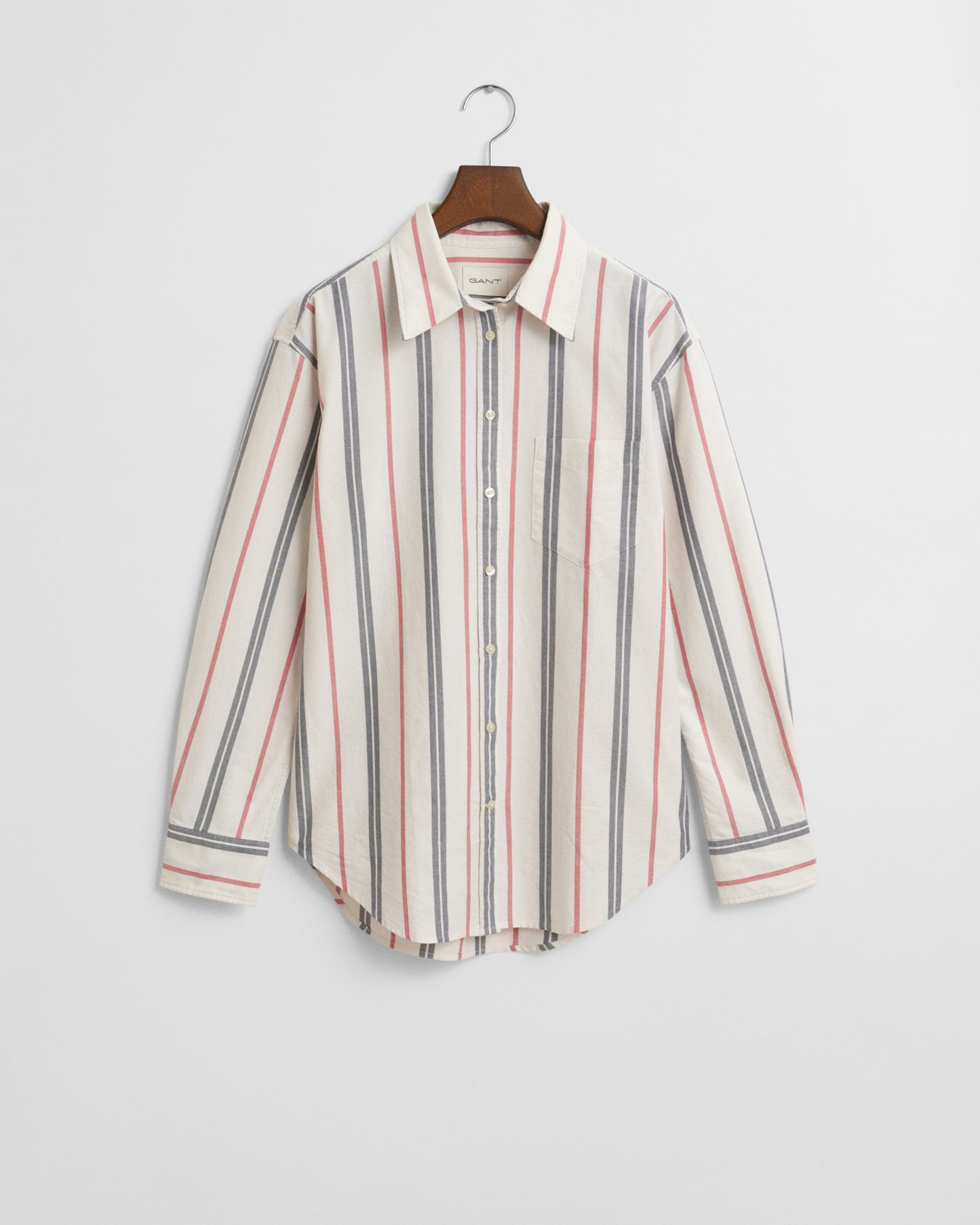 EGGSHELL, REL ARCHIVE OXFORD STRIPED SHIRT, FLAT-LAY BY GANT AU.