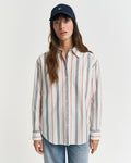 MODEL WEARING REL ARCHIVE OXFORD STRIPED SHIRT