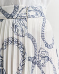 CREAM, SAILING PRINT PLEATED SKIRT, CLOSE-UP BY GANT AU.