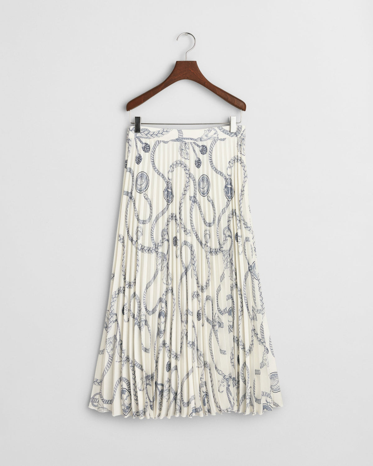 CREAM, SAILING PRINT PLEATED SKIRT, FLAT-LAY BY GANT AU.