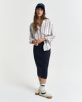 EVENING BLUE, STRETCH COTTON CABLE SKIRT, FRONT-VIEW BY GANT AU.