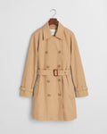 OAK BEIGE, COTTON TRENCH COAT, FLAT-LAY BY GANT AU.