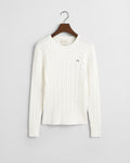 EGGSHELL, STRETCH COTTON CABLE C-NECK, FLAT-LAY BY GANT AU.