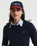 EVENING BLUE, STRETCH COTTON CABLE C-NECK, CLOSE-UP BY GANT AU.