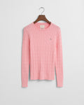 GERANIUM PINK, STRETCH COTTON CABLE C-NECK BY GANT AU.