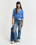 PERFECT BLUE, STRETCH COTTON CABLE V-NECK BY GANT AU.