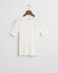 EGGSHELL, STRETCH COTTON CABLE SS C-NECK BY GANT AU.