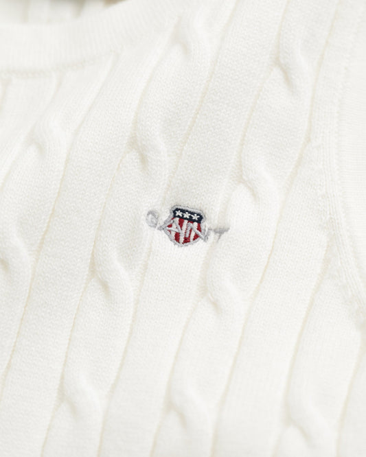 EGGSHELL, STRETCH COTTON CABLE TANK TOP, CLOSE-UP BY GANT AU.