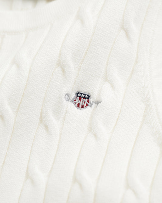 EGGSHELL, STRETCH COTTON CABLE TANK TOP, CLOSE-UP BY GANT AU.