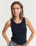 EVENING BLUE, STRETCH COTTON CABLE TANK TOP, CLOSE-UP BY GANT AU.