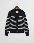 EVENING BLUE, STRIPED COTTON CARDIGAN, FLAT-LAY BY GANT AU.