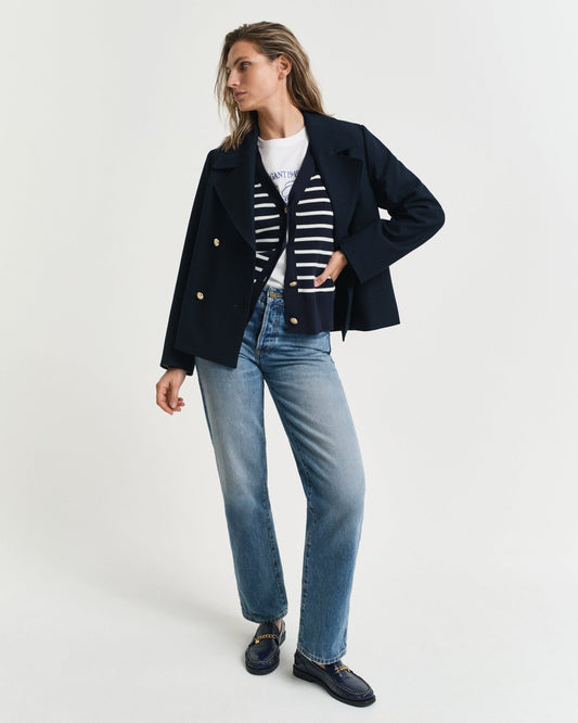 EVENING BLUE, STRIPED COTTON CARDIGAN BY GANT AU.