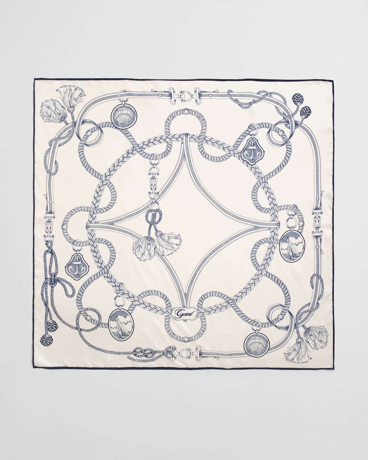 CREAM, SAILING PRINT SILK SCARF, BACK-VIEW BY GANT AU.