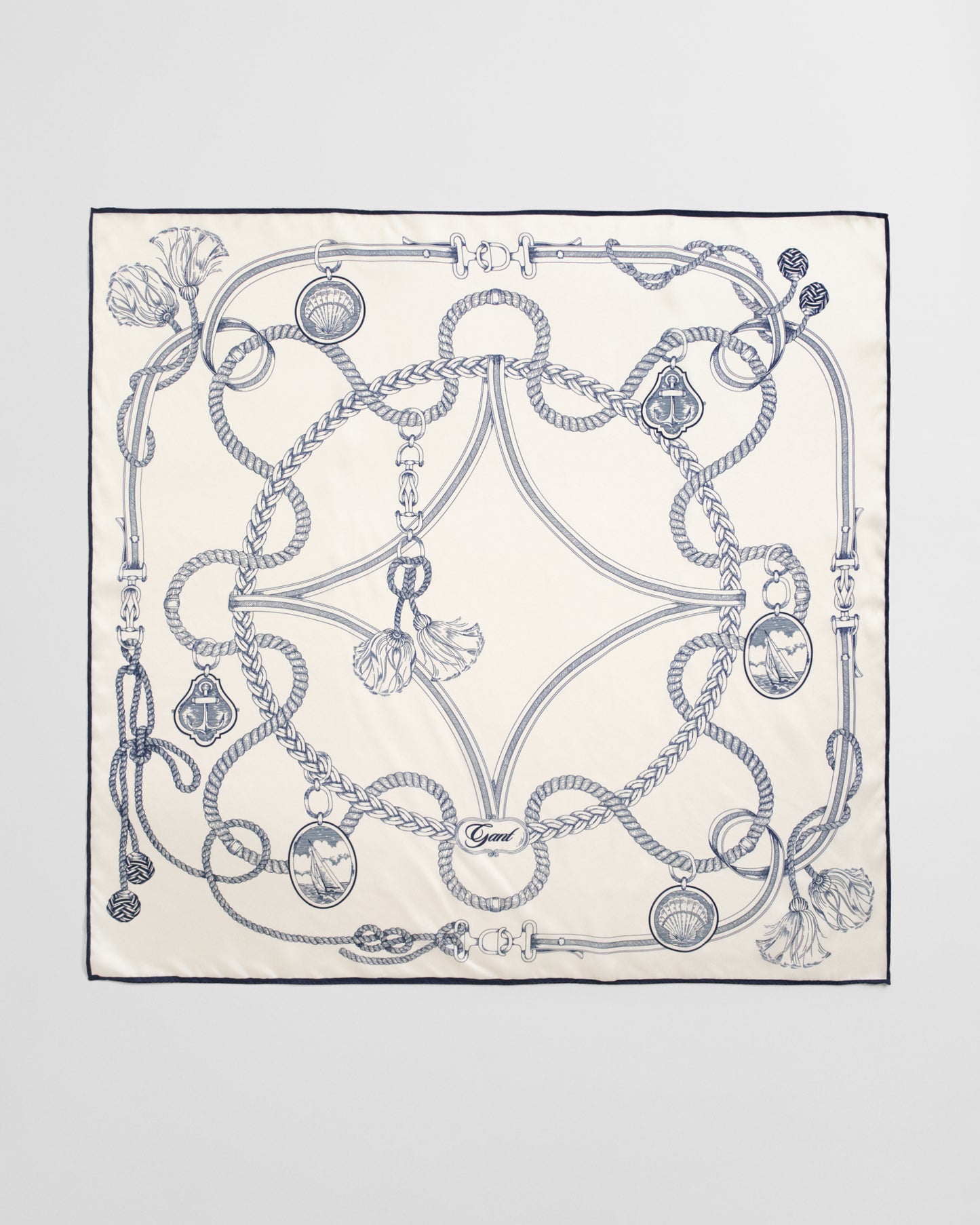 CREAM, SAILING PRINT SILK SCARF, BACK-VIEW BY GANT AU.