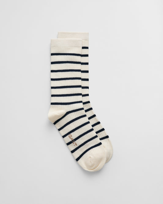 EGGSHELL, BRETON STRIPED RIB SOCKS BY GANT AU.