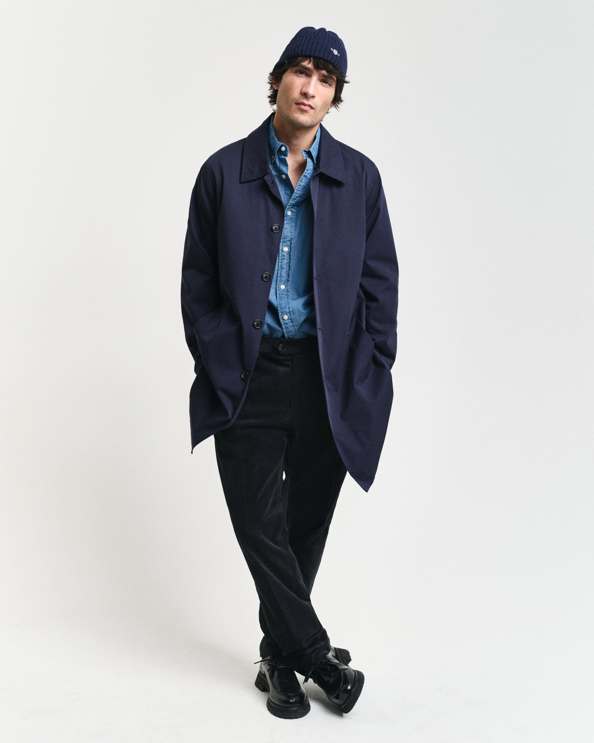 EVENING BLUE, COTTON CAR COAT BY GANT AU.