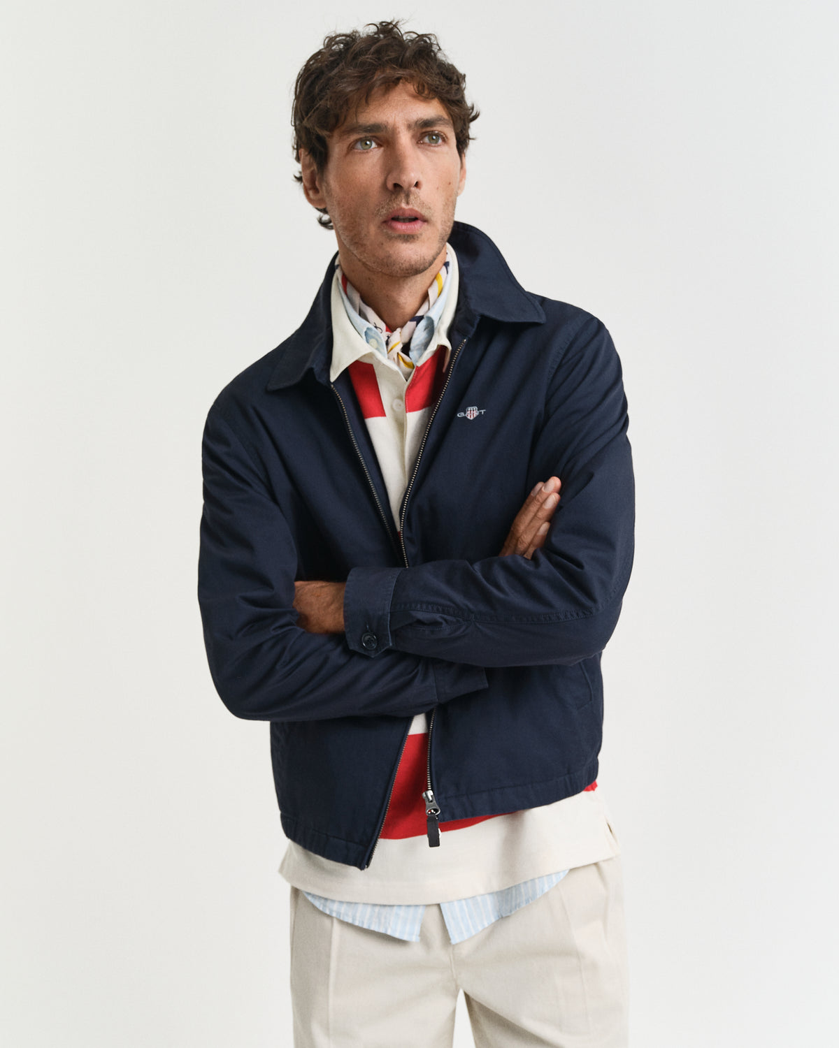 EVENING BLUE, COTTON WINDCHEATER JACKET, FRONT-VIEW BY GANT AU.