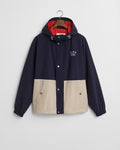 CLASSIC BLUE, BLOCKED WINDSHIELDER JACKET, FLAT-LAY BY GANT AU.