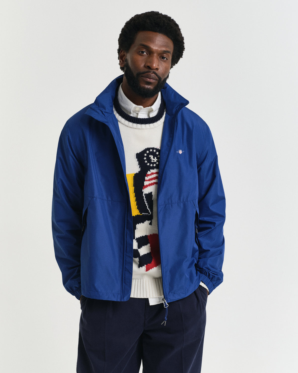 DEEP COBALT, LIGHTWEIGHT WINDSHIELDER JACKET, FRONT-VIEW BY GANT AU.