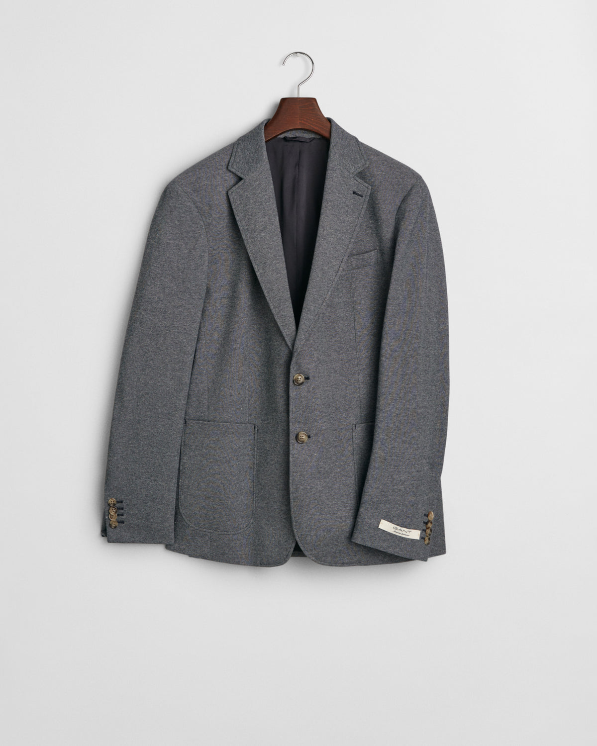 EVENING BLUE, SLIM TWO-TONE JERSEY BLAZER, FLAT-LAY BY GANT AU.