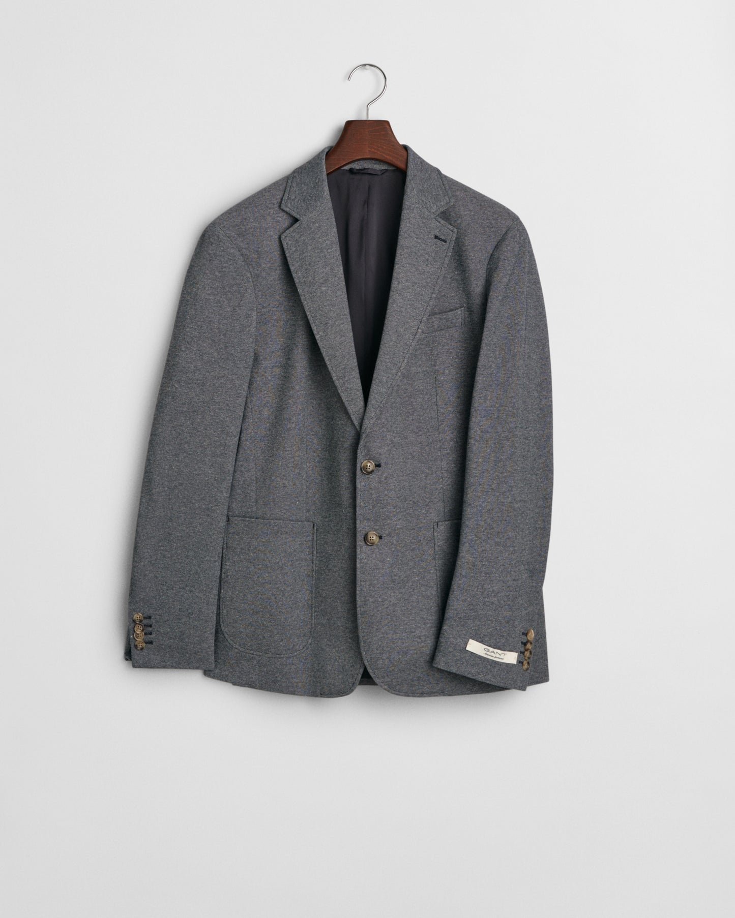 EVENING BLUE, SLIM TWO-TONE JERSEY BLAZER, FLAT-LAY BY GANT AU.