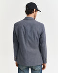 EVENING BLUE, SLIM TWO-TONE JERSEY BLAZER, BACK-VIEW BY GANT AU.