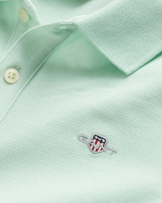 FADED MINT, SHIELD SS PIQUE, CLOSE-UP BY GANT AU.