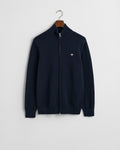 EVENING BLUE, CASUAL COTTON ZIP CARDIGAN, FLAT-LAY BY GANT AU.