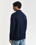 EVENING BLUE, CASUAL COTTON ZIP CARDIGAN, BACK-VIEW BY GANT AU.
