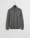 DARK GREY MELANGE, CASUAL COTTON HALF ZIP, FLAT-LAY BY GANT AU.