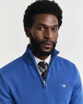 RICH BLUE, CASUAL COTTON HALF ZIP, CLOSE-UP BY GANT AU.