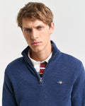 DK JEANSBLUE MELANGE, CASUAL COTTON HALF ZIP, CLOSE-UP BY GANT AU.