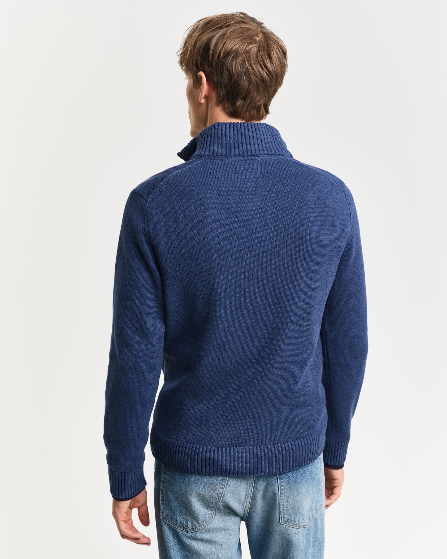 DK JEANSBLUE MELANGE, CASUAL COTTON HALF ZIP, BACK-VIEW BY GANT AU.