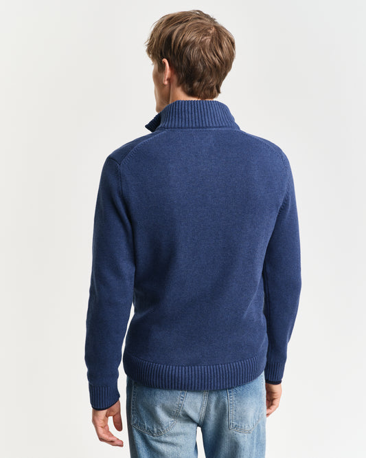DK JEANSBLUE MELANGE, CASUAL COTTON HALF ZIP, BACK-VIEW BY GANT AU.