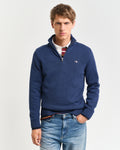 DK JEANSBLUE MELANGE, CASUAL COTTON HALF ZIP, FRONT-VIEW BY GANT AU.
