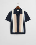 EVENING BLUE, COLOR BLOCKED COTTON SS POLO, FLAT-LAY BY GANT AU.
