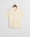 CREAM, MICRO TEXTURED COTTON SS POLO, FLAT-LAY BY GANT AU.