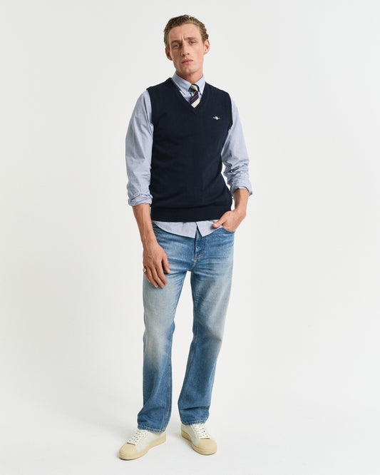 EVENING BLUE, CLASSIC COTTON SLIPOVER BY GANT AU.