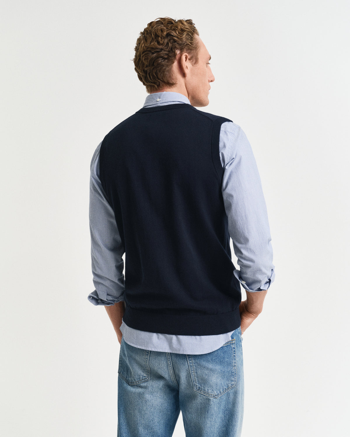 EVENING BLUE, CLASSIC COTTON SLIPOVER, BACK-VIEW BY GANT AU.