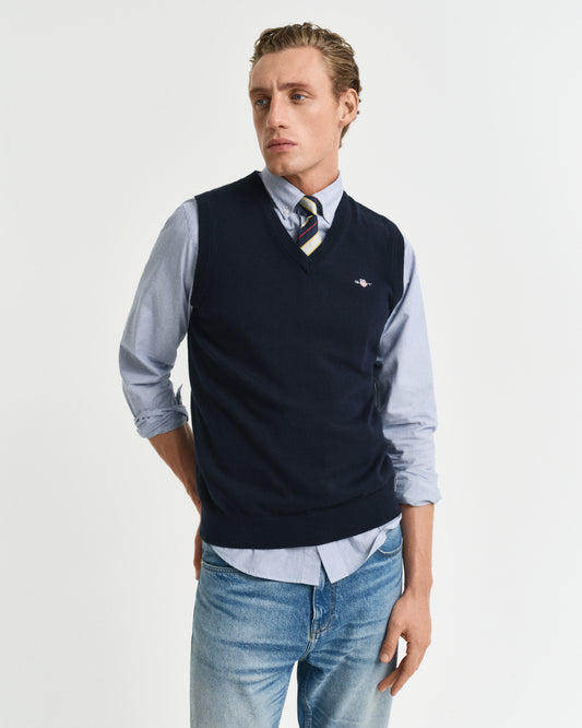 EVENING BLUE, CLASSIC COTTON SLIPOVER, FRONT-VIEW BY GANT AU.