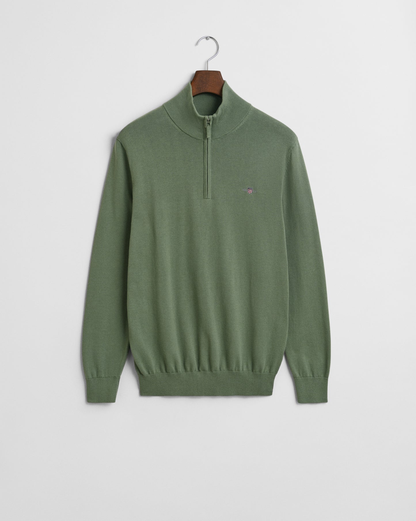 KALAMATA GREEN, CLASSIC COTTON HALF ZIP, FLAT-LAY BY GANT AU.