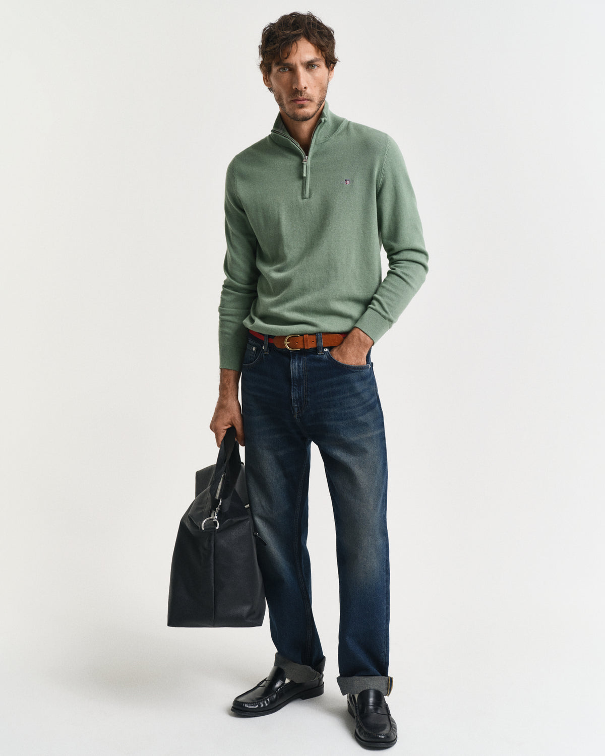 KALAMATA GREEN, CLASSIC COTTON HALF ZIP BY GANT AU.