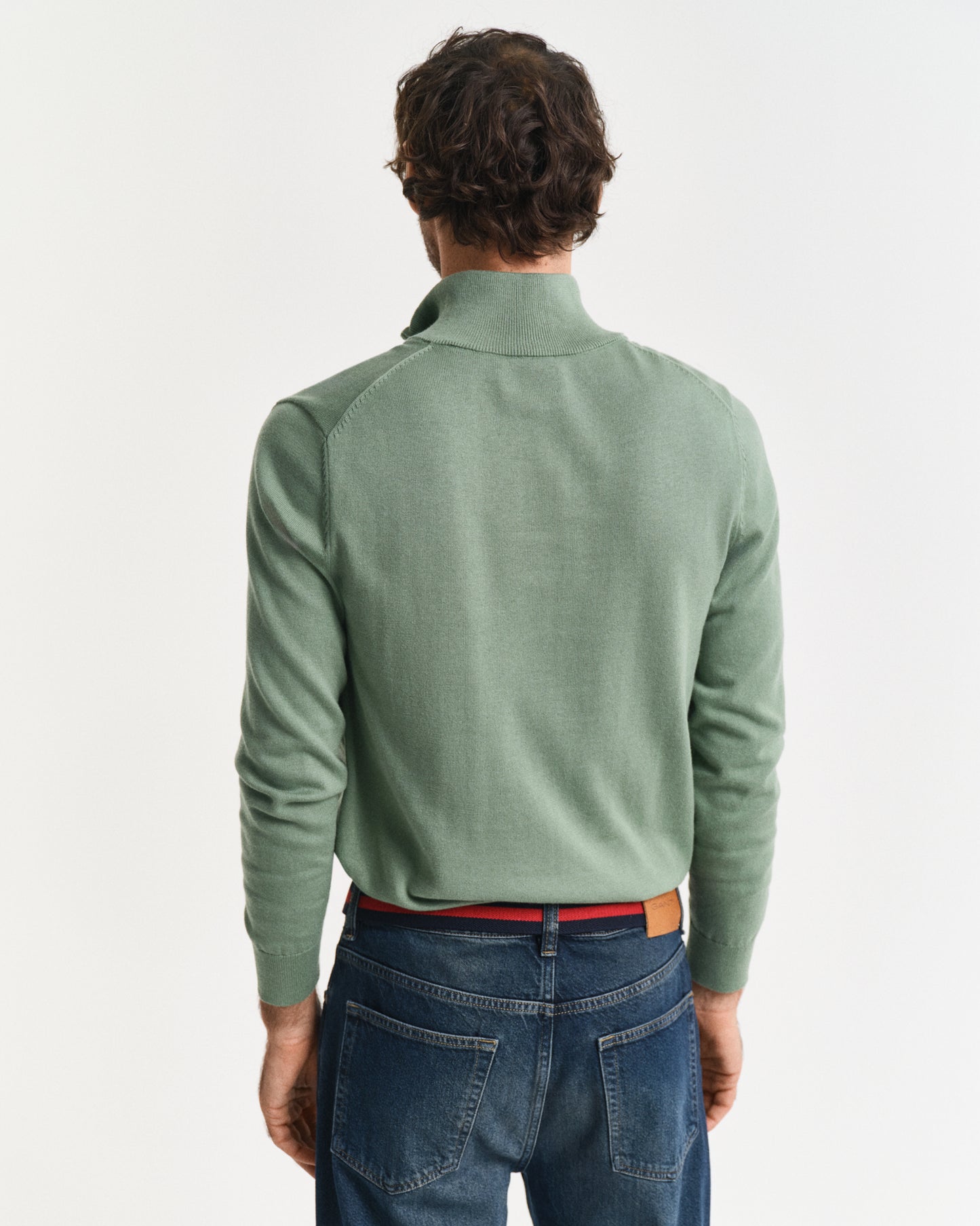 KALAMATA GREEN, CLASSIC COTTON HALF ZIP, BACK-VIEW BY GANT AU.