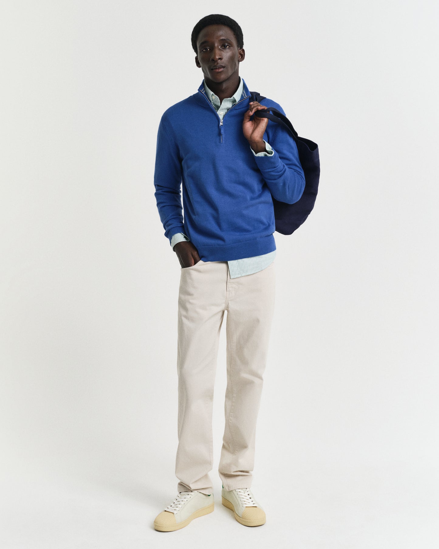 RICH BLUE, CLASSIC COTTON HALF ZIP BY GANT AU.