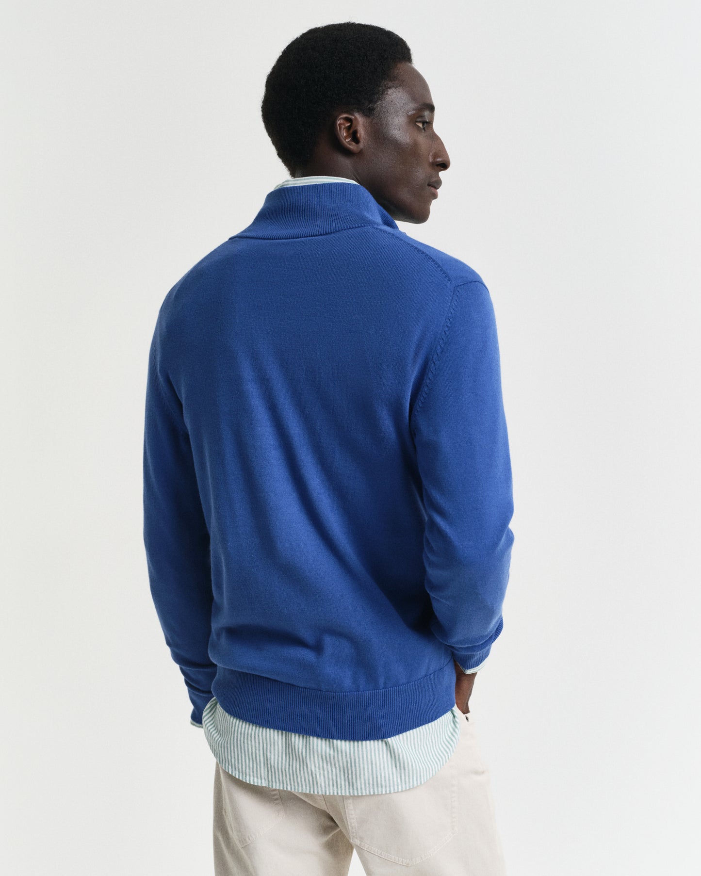 RICH BLUE, CLASSIC COTTON HALF ZIP, BACK-VIEW BY GANT AU.